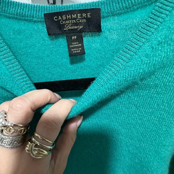 Charter Club 100% Cashmere Teal Green Crewneck Sweater Women’s XS - Picture 3 of 3